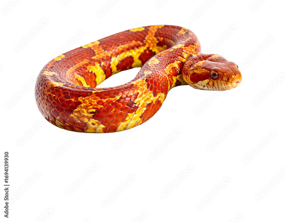 Fototapeta premium Hyperrealistic image of a fiery red and yellow patterned Isolated PNG