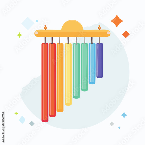 Colorful Hanging Wind Chime Illustration