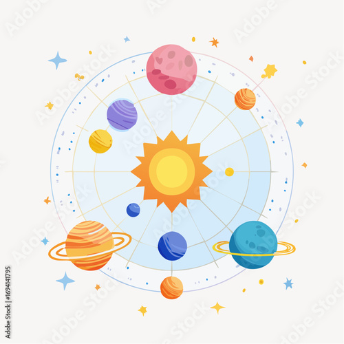 Colorful Pixel Art Solar System Diagram