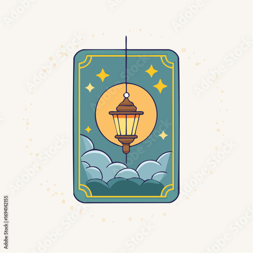 Illuminated Lantern Card Illustration