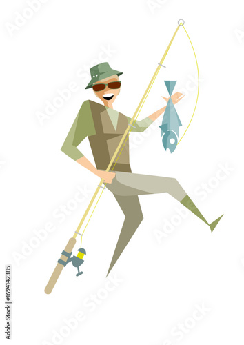 Very happy angler has just caught a fish
