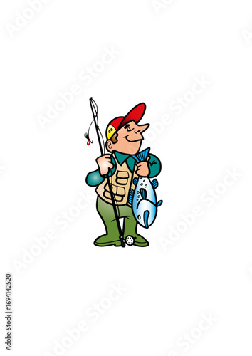 Very proud fisherman who has caught a big fish