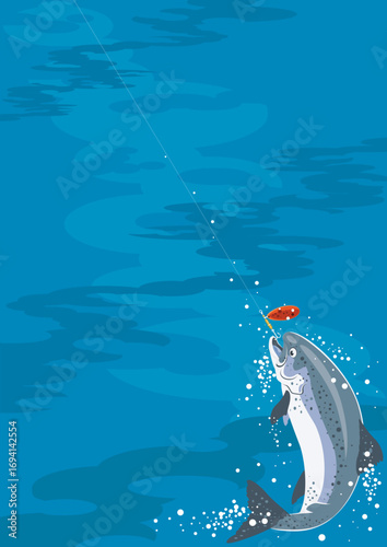 Salmon bites on an angler's lure