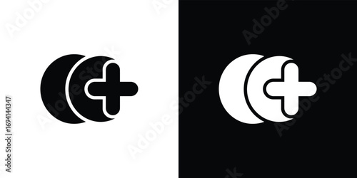 Geometric Shape with Circular Motif, and Plus Sign Isolated on Transparent Background