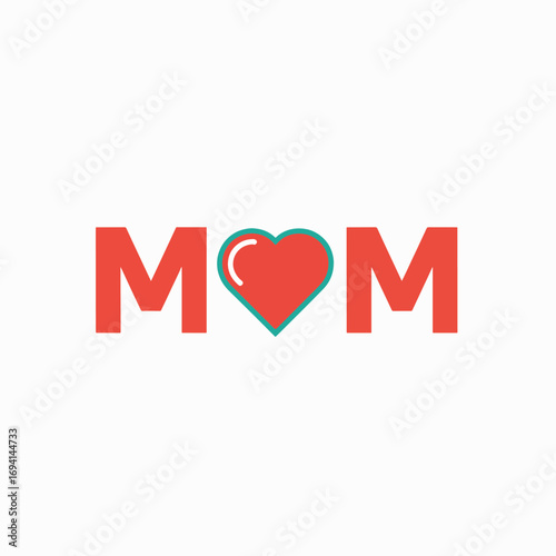 A loving symbol of the word Mom with a heart at its center representing deep affection and care