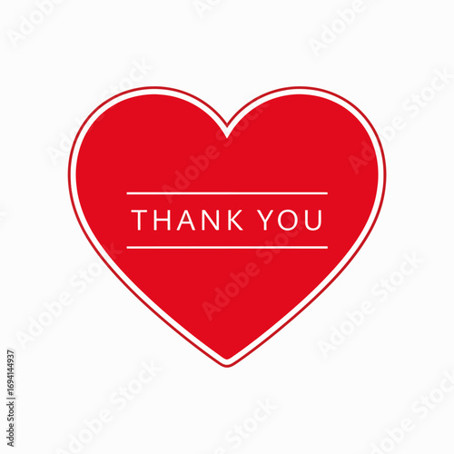 Expressing gratitude with a heartfelt thank you message inside a red heart