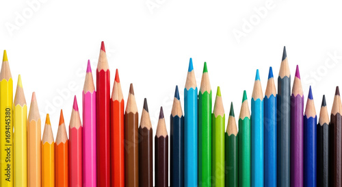 Isolated Range of Colorful Pencils