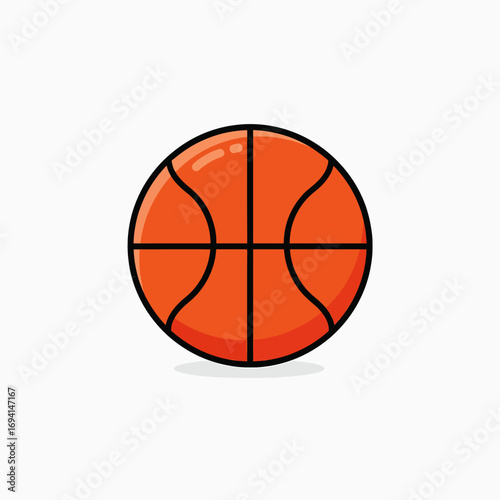 An illustrated bouncing basketball in motion on a white background showing its unique texture