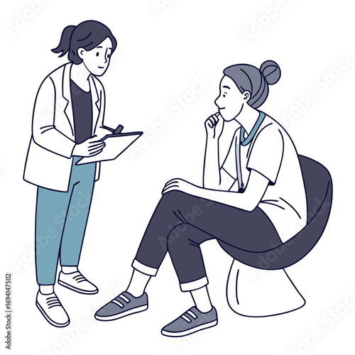 Therapist and patient in a supportive conversation session