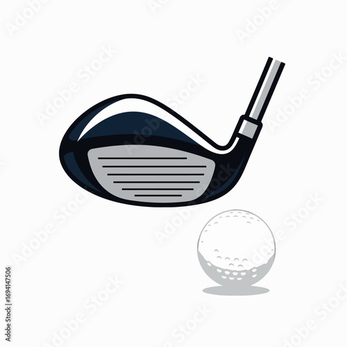 Golf club and ball on white background for sports game