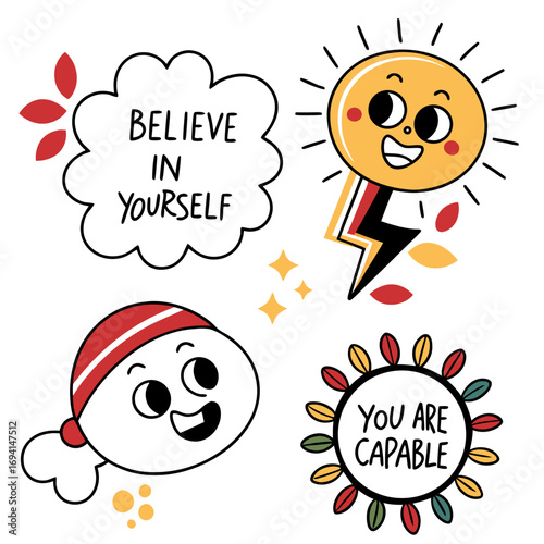 Happy face positive affirmations concept design