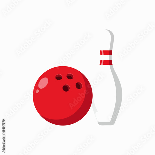 Bowling Ball and Pin Vector Graphic Representation of Sport and Recreation