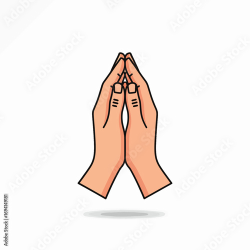 Two Hands Pressed Together In Prayer Or Greeting Illustration