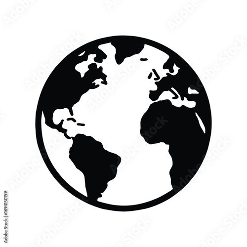 Earth Silhouette Vector – Minimal Globe Icon for Global, Environmental, and Educational Design