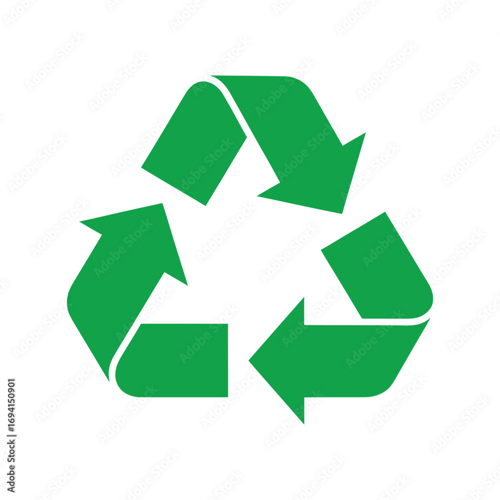 Obraz premium Recycling Symbol Vector — Eco-Friendly Green Arrows in Circular Loop for Sustainability and Waste Reduction