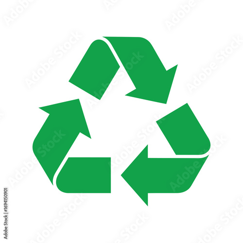 Recycling Symbol Vector — Eco-Friendly Green Arrows in Circular Loop for Sustainability and Waste Reduction