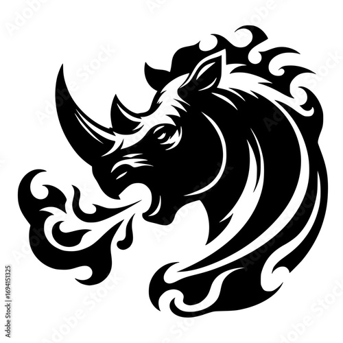 Wallpaper Mural Fire rhinoceros design silhouette Torontodigital.ca