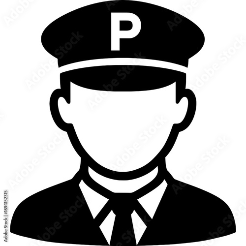 Parking attendant head front view outline vector