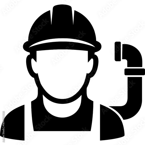 Black vector silhouette of pipefitter head