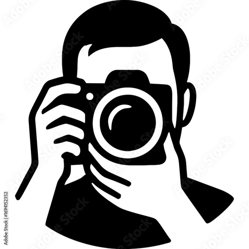 Photographer head front view outline vector