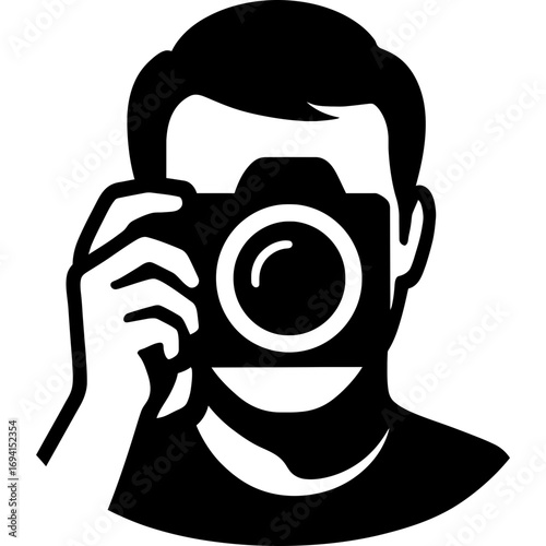 Photographer head front view outline vector
