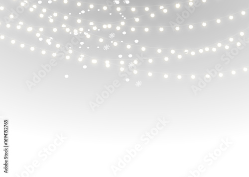 Light christmas garland string xmas holiday festive winter shining bulbs with bright glow, merry star and seasonal background png.