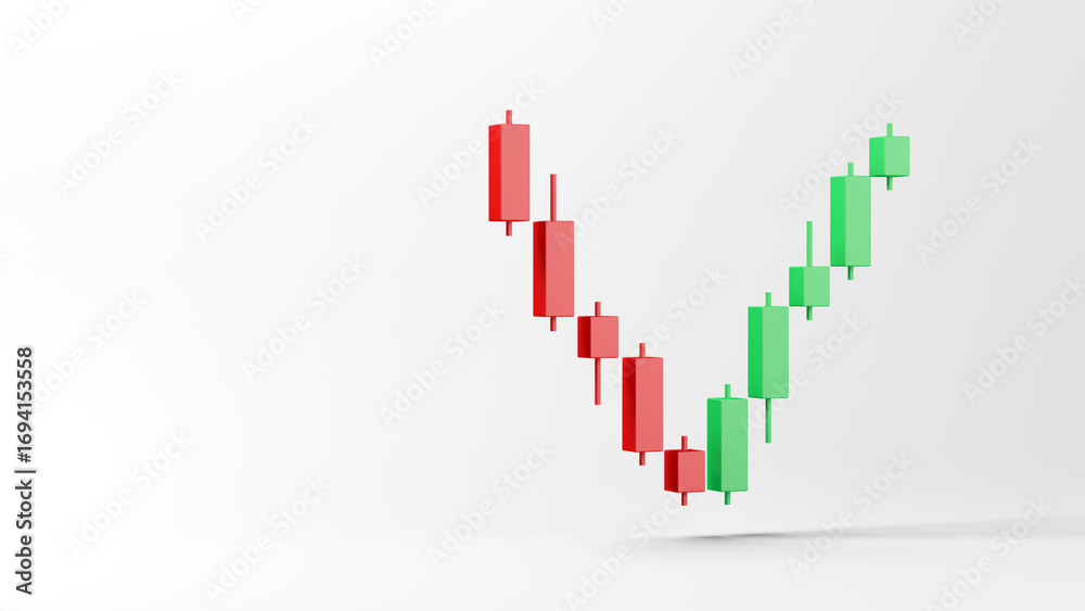 Fototapeta premium Abstract candlestick chart. Isolated. Copy space. 3d illustration.