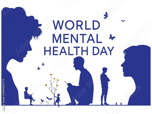 A New Vector Design for World Mental Health Day, Featuring a Diverse Group of People and a Transparent Background, Perfect for Awareness Campaigns.