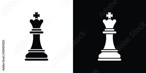 Two Chess King Pieces in Black and White with Contrasting Backgrounds