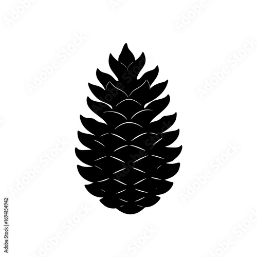 Silhouette illustration of a pine cone on transparent background