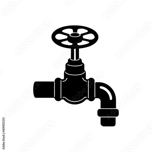 Illustration of a black water faucet icon on transparent background silhouette