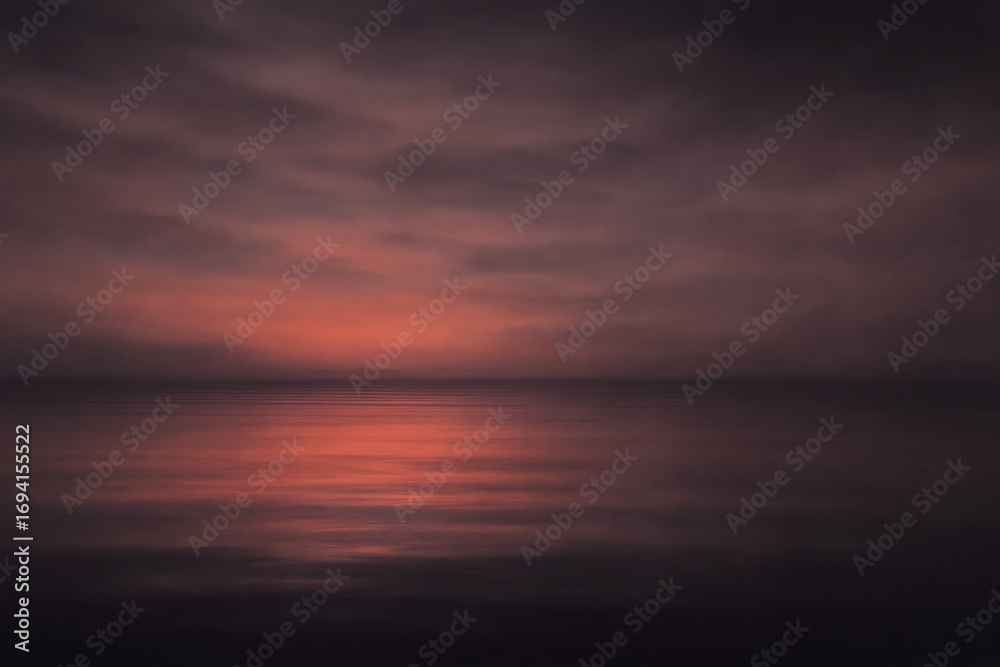 Fototapeta premium Serene twilight over calm waters reflecting soft hues of dusk at the seaside