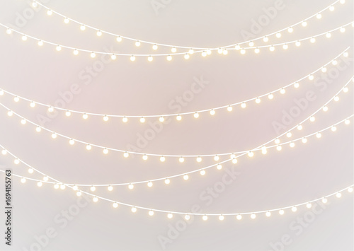 Bright glowing christmas garland with festive lamps png.