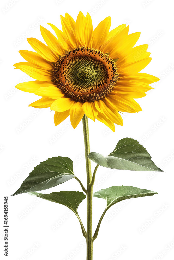 Obraz premium A vibrant sunflower isolated on a solid transparent background in a botanical still life