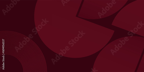 Asbtract circles burgundy with dark burgundy background. Minimalist concept with geometric light shapes.