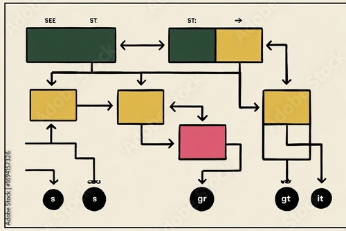 Flowchart depicting a multi-step process with sequential steps and branching paths.