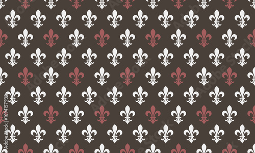 Elegant fleurdelis pattern in brown and white.  Perfect for website backgrounds, stationery, fabric designs, or any project needing a touch of sophisticated, classic style.