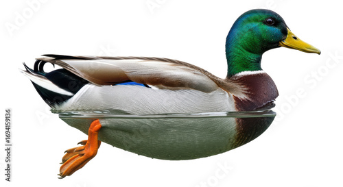 Isolated Duck Swimming