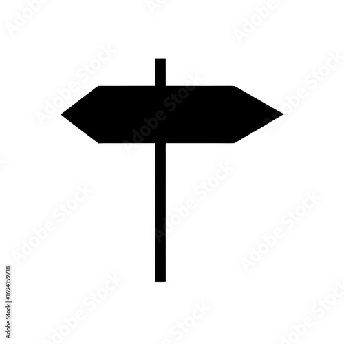 Simple black direction sign on transparent background silhouette