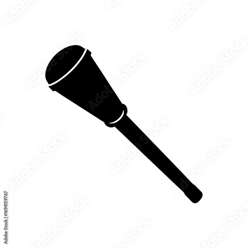Illustration of a black mace on transparent background silhouette