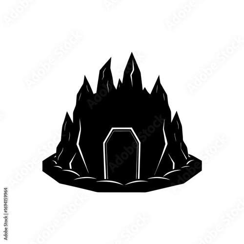Silhouette of a dark cavern on transparent background