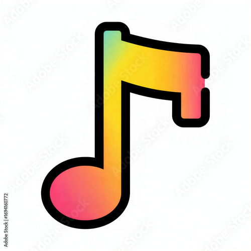Playful Candy-toned Music Note Icon with Bold Outlines