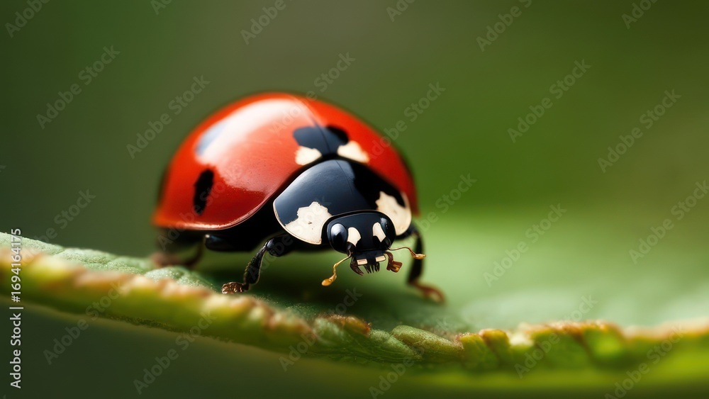 Naklejka premium Ladybug on a leaf (1)