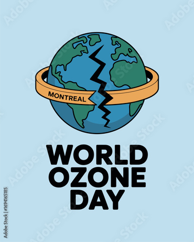 World Ozone Day Earth with Ozone Layer Symbol