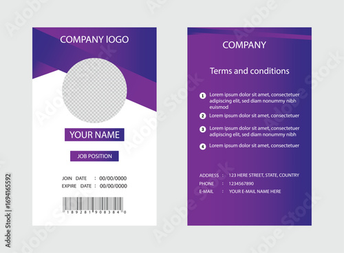 Modern Corporate ID Card Template for Employees Clean Office Identity Card Vector.