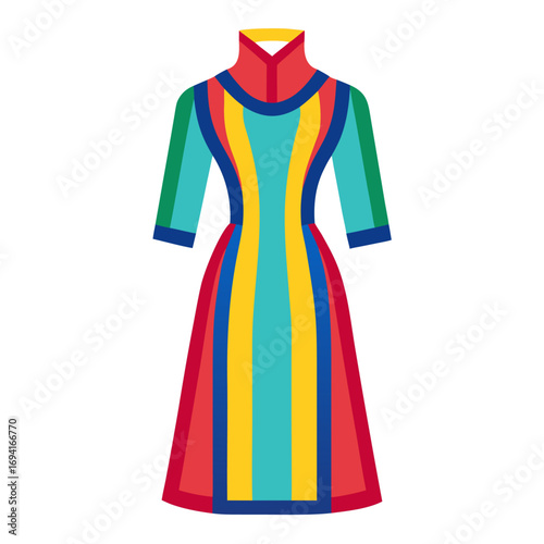 Vibrant vietnamese ao dai dress colorful vector design