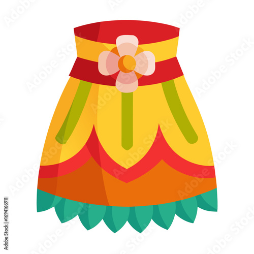Vibrant hawaiian hula skirt tropical floral design