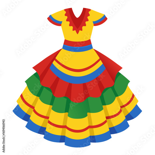Vibrant brazilian baiana woman in traditional dress colorful vector