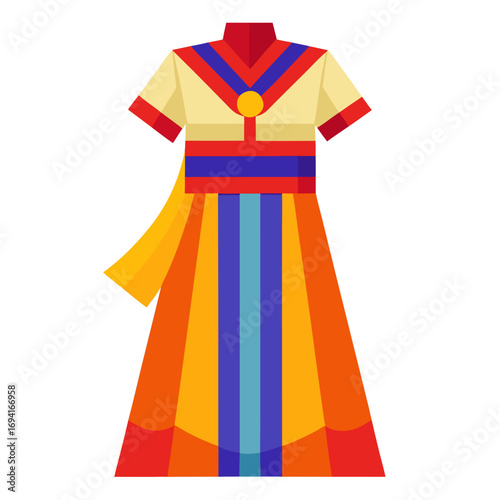 Vibrant thai chut thai dress traditional clothing illustration