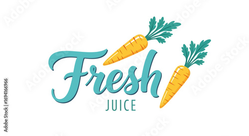 Fresh juice logo with two carrots on a white background on transparent background